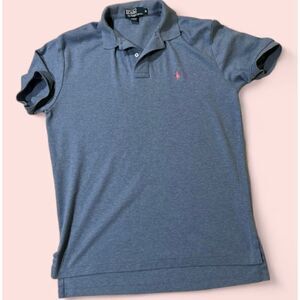 Vintage Polo Ralph Lauren Men's  Blue Pink Logo Shirt Size Medium